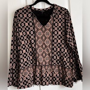 LUCKY BRAND WOMENS TOP, BLACK & TAN, size large